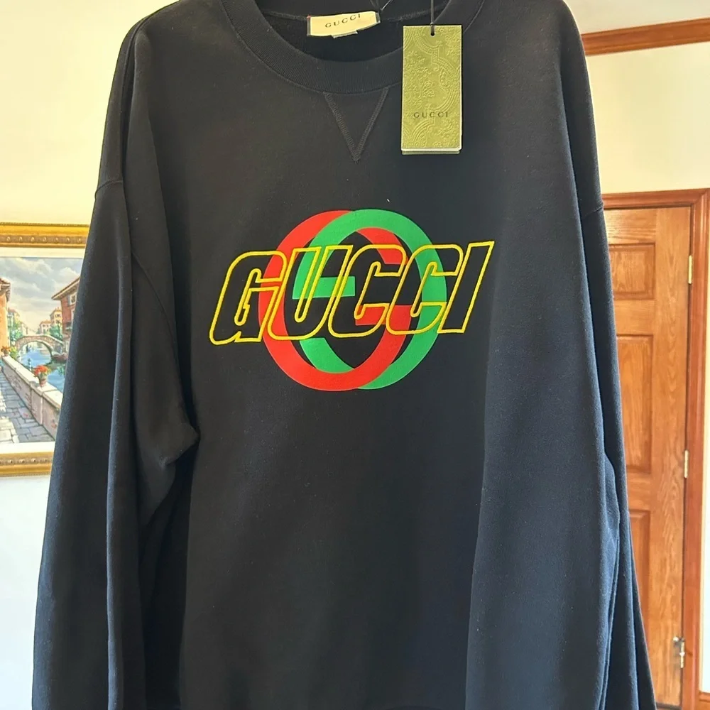 Men's Gucci interlocking G jersey, cotton logo sweatshirt size XXL made in Italy